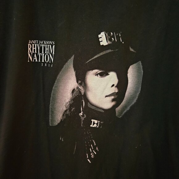 1990 Janet Jackson Rhythm Nation Tour Shirt Unisex Black Shirt SZ XXL - Picture 5 of 7